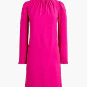 J. Crew Brilliant Plum Bright Fuschia Ruffle Neck Shift Dress NWT Size 2